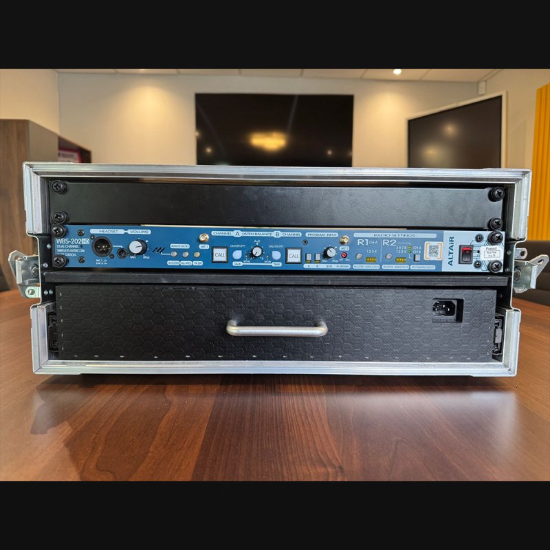 Altair 5035 WBS202HD Dual Channel Wireless Intercom Solution with 4 x headsets/beltpacks + bespoke flightcase